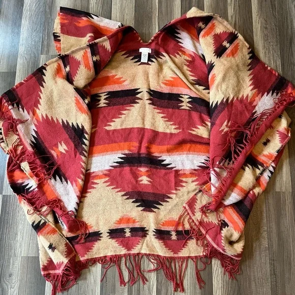 Free People Crossroads Aztec Poncho One Size - Picture 11 of 12